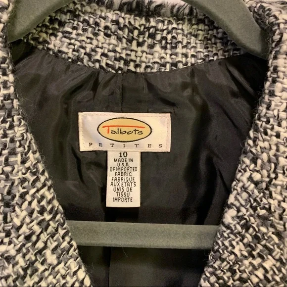 Talbots Black & Gray Wool Blazer Suit JacketSize 10P